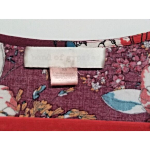 Band of Gypsies Wrap Dress XS Burgundy floral bouquet Keyhole back pockets hi-lo - Picture 6 of 12